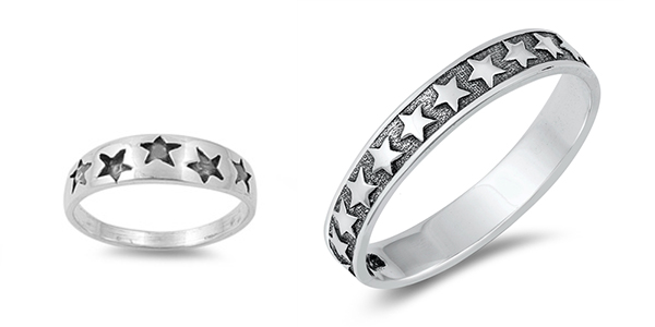 Oxidized Silver Stars Rings from Sidney Imports