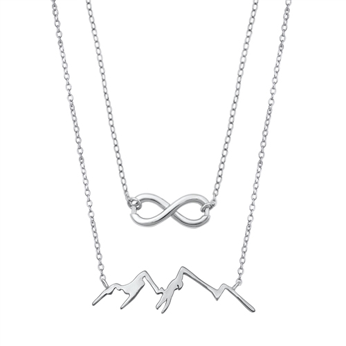 Silver Infinity and Mountain Pendant Necklaces from Sidney Imports
