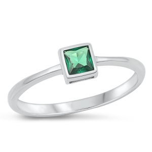 Silver Square-Cut Emerald CZ Ring from Sidney Imports